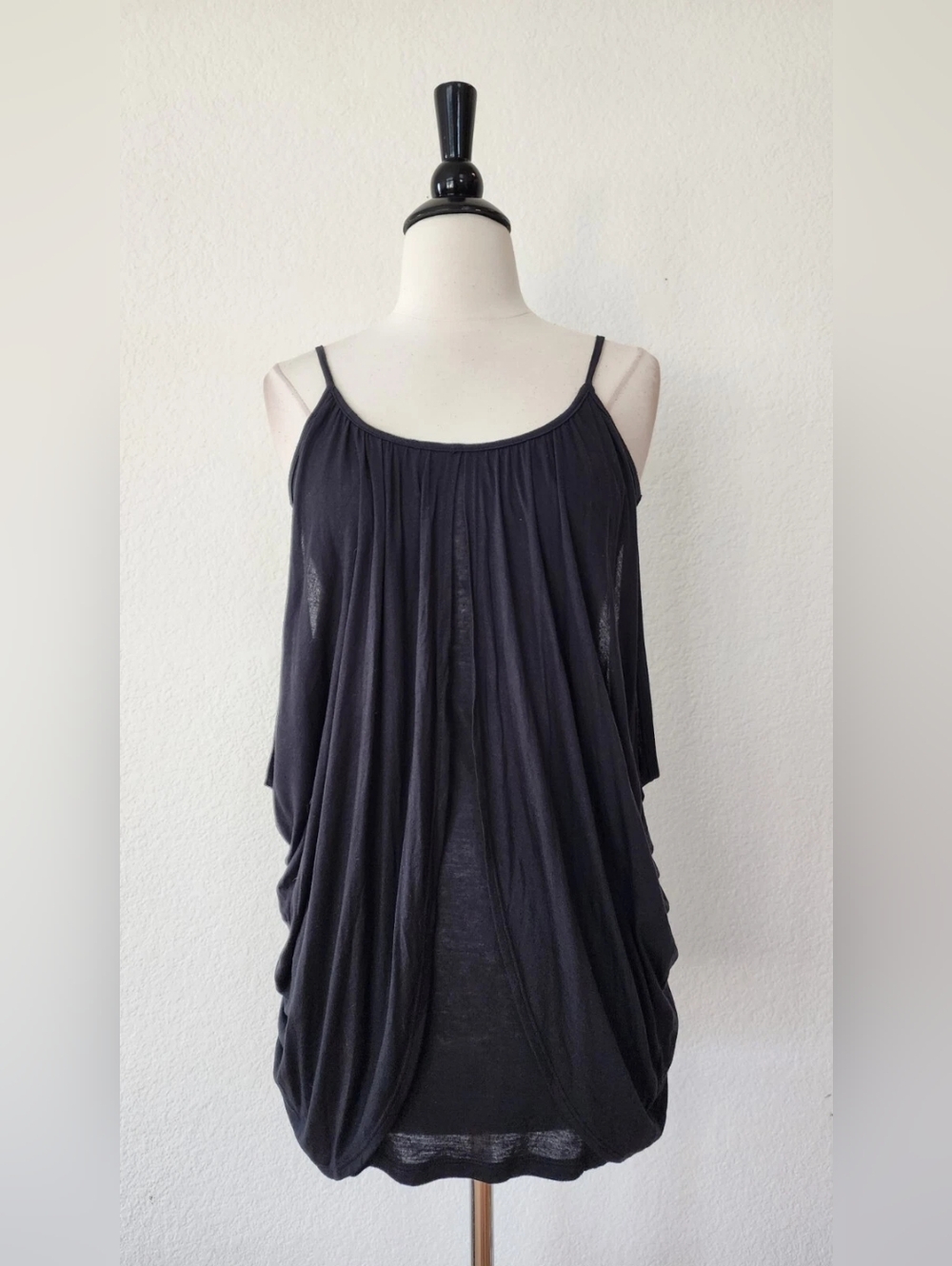 Draped Black Sleeveless Tunic